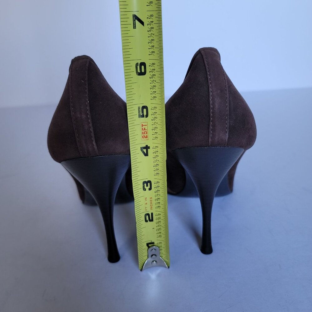 Casadei Suede Heels Pumps Embellished With Stones & Buckle Detail. Size 8 - Picture 6 of 12